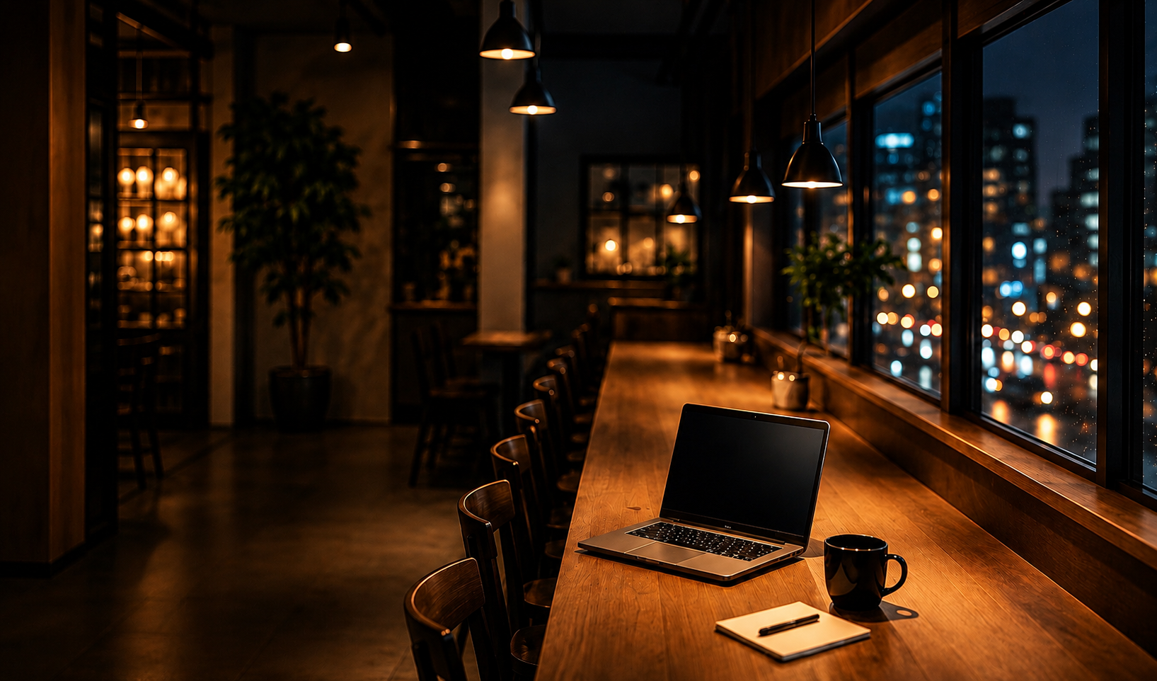 夜のカフェ